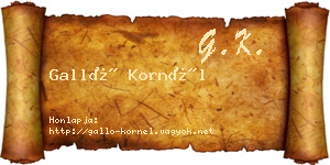 Galló Kornél névjegykártya